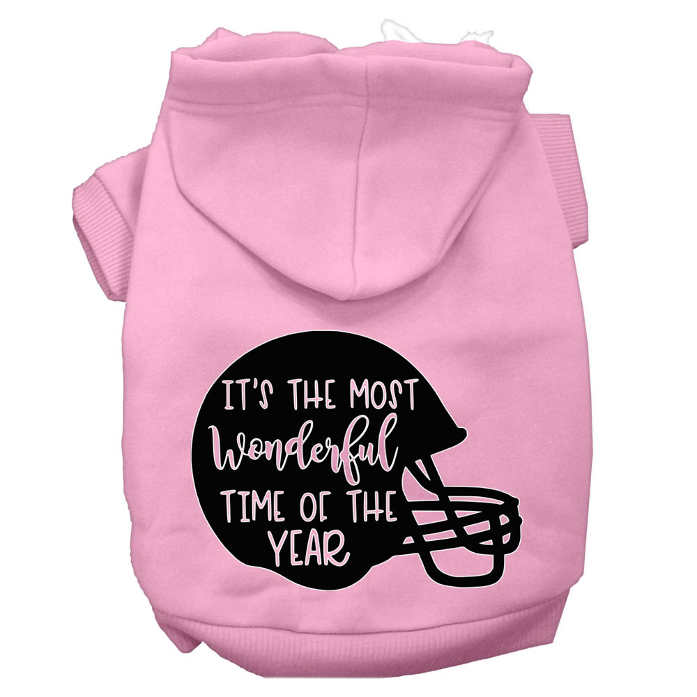 Most Wonderful Time of the Year (Football) Screen Print Dog Hoodie Light Pink M